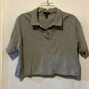 Forever 21 Gray Boxy Polo Crop Top